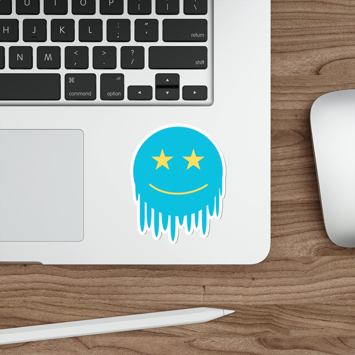 Blue Drippy Smiley Die-Cut Stickers - Fun Stickers for Laptops and Project | Unique Decor for Teens
