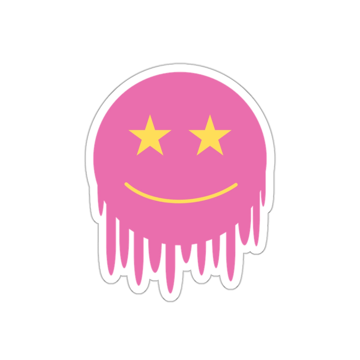 Pink Melting Smiley Die-Cut Stickers - Trendy Laptop Decals, Ideal for Gifts and Personalization