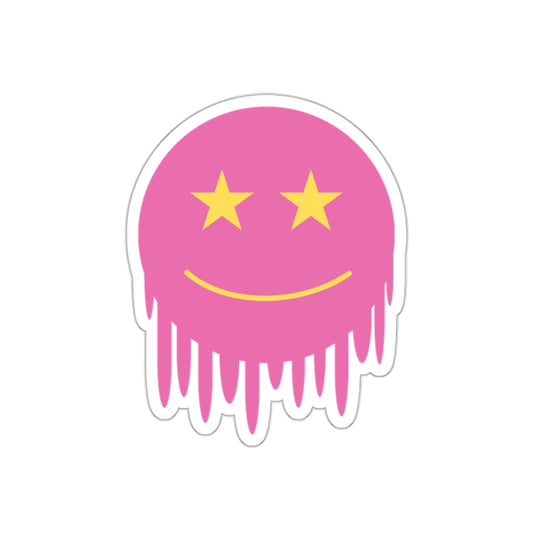 Pink Melting Smiley Die-Cut Stickers - Trendy Laptop Decals, Ideal for Gifts and Personalization
