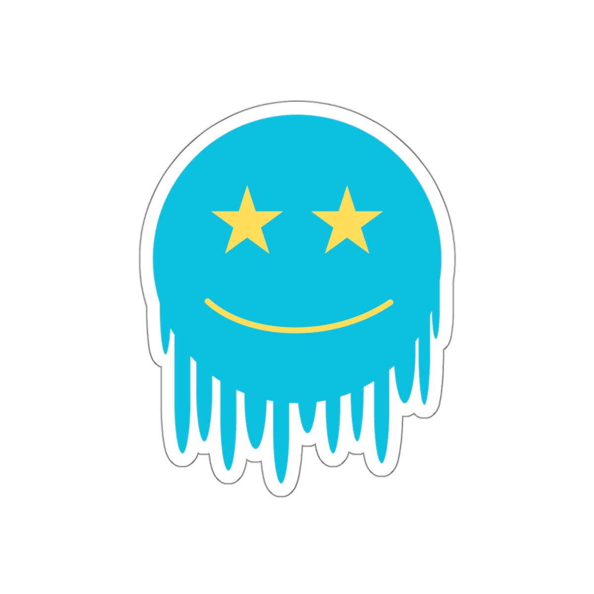 Blue Drippy Smiley Die-Cut Stickers - Fun Stickers for Laptops and Project | Unique Decor for Teens