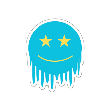 Blue Drippy Smiley Die-Cut Stickers - Fun Stickers for Laptops and Project | Unique Decor for Teens